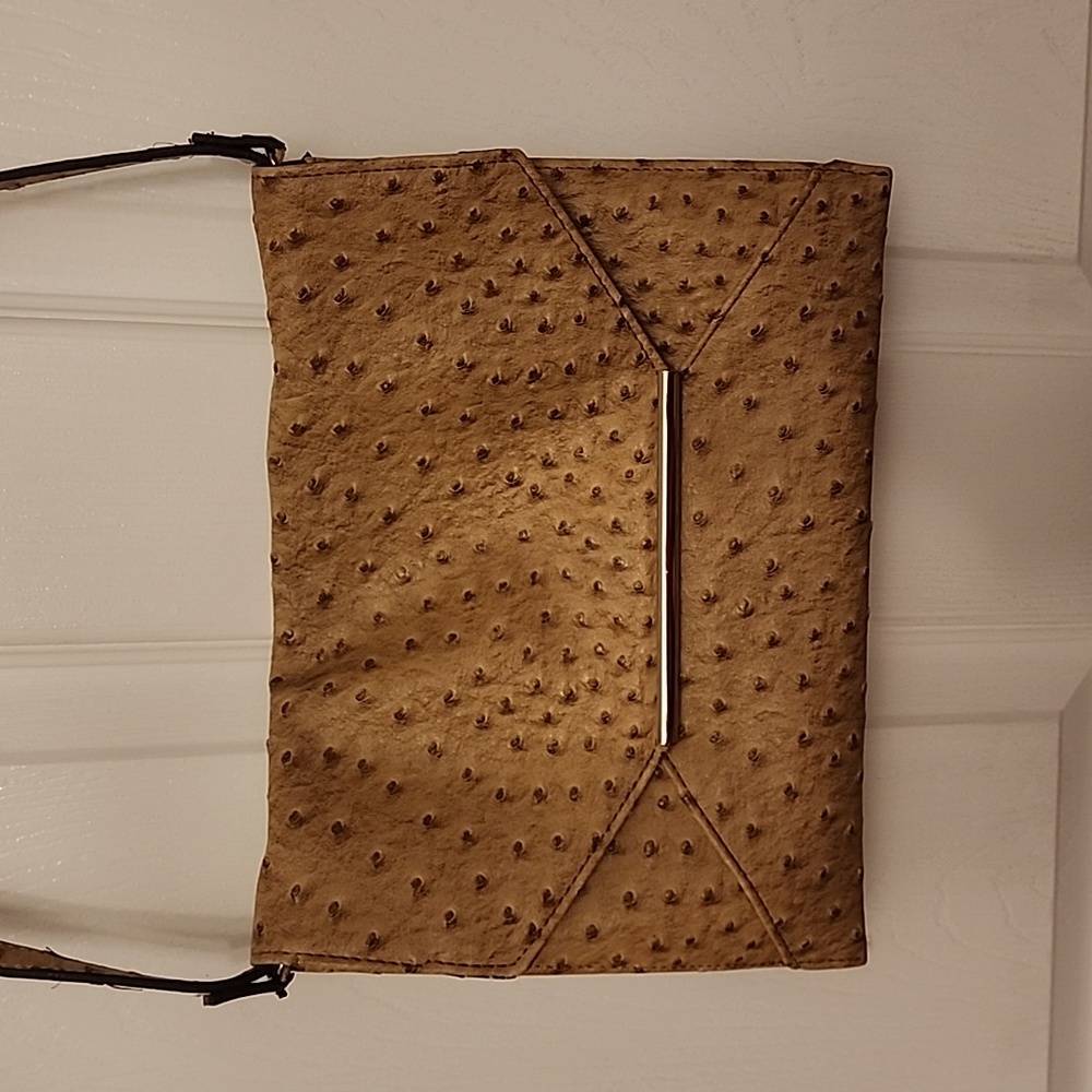 Merona ostrich envelope handbag